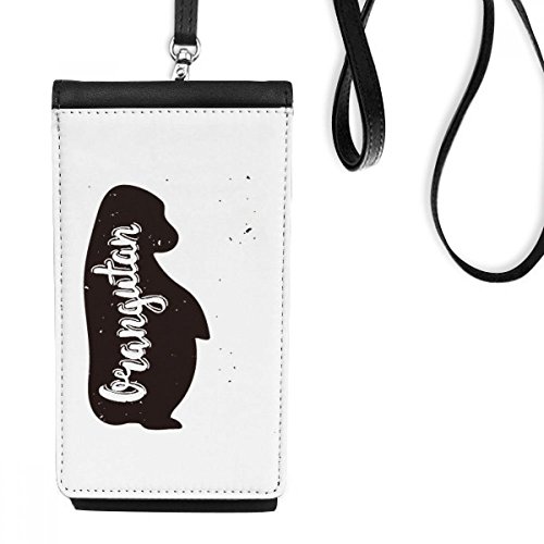 Porte-monnaie téléphone orangutan sac suspendu noir simili cuir pour smartphone