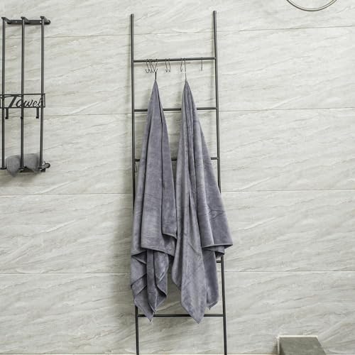 Image of JML Bath Towels, Large Microfiber Bath Towels Set 4 Pack (30 inch x 60 inch), Lightweight & Soft Absorbent Bathroom Towels for Gym Yoga, Grey