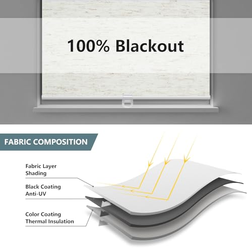 Image of AOSKY Blackout Cordless Roller Shade for Windows, 20 inchW x 72 inchH, Linen Cream