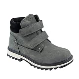 TZJS Kids' Hiking Work Boots for Boys Girls, Waterproof Outdoor Ankle Boots with Hook and Loop (Grey, numeric_12)