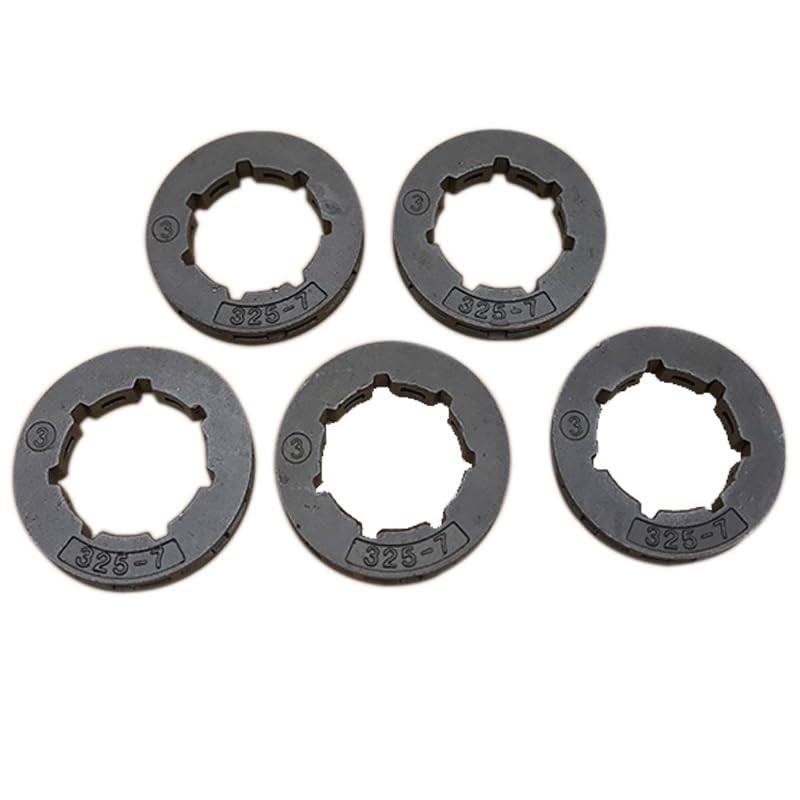 Piezas de jardín Llanta de piñón de transmisión de cadena estriada pequeña, 325, 7T, compatible con motosierra Rancher HUSQVARNA 340, 346, 346xp, 345, 350, 351, 346, 353, 357, 455, 460, 5 uds. Piezas