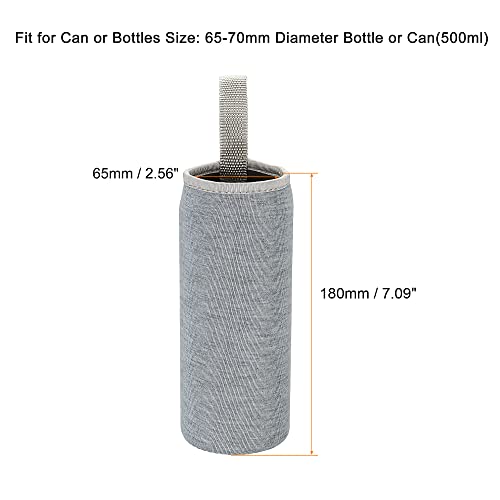 MECCANIXITY Water Bottle Sleeve 500ml Neoprene Carrier Insulated Non Slip Protective Glass Bottles Cover with Strap for Cool or Hot Drinks, Grey 2 Pack