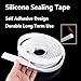 Purzen 5m Self Adhesive Silicone Sealing Tape for Home, Automotive, Industrial Use, Waterproof Door and Window Gap Seal,3mm*4mm