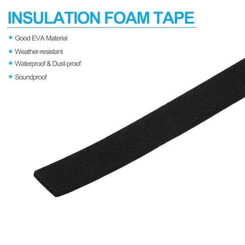Image of PATIKIL 5 /8 inch W x 1 /8 inch T x 16.4Ft EVA Single Sided Foam Tape, 3Pcs Multipurpose Sealing Strip Foam Waterproof Weather Stripping Foam Sealing Foam Strips with Adhesive for Door, Black