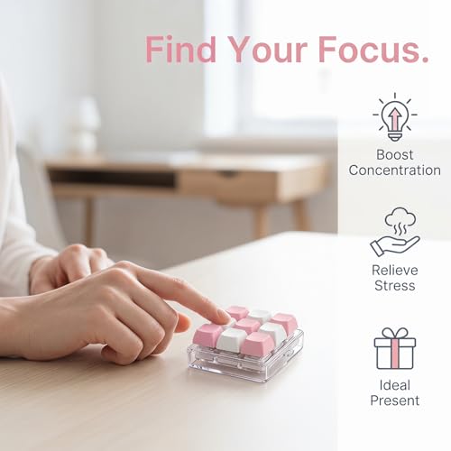 Image of Keyboard Fidget Toy, Four Key Mechanical Style Keychain with Snake Chain, Stress Relief Gadget for Office Workers and Students, Portable Anxiety Relief Tool for Commuting and Gaming