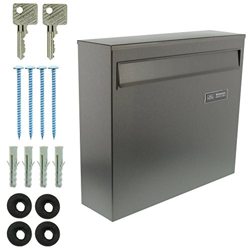 BURG-WÄCHTER Briefkasten ohne Zeitungsfach mit Namensschild, Rostfreier Edelstahl, Einwurf-Format DIN C4, 2 Schlüssel, Borkum 3878 NI