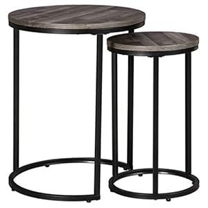 Signature Design by Ashley Briarsboro Urban Industrial Nesting Accent Table Set, 2 Count, Black & Gray