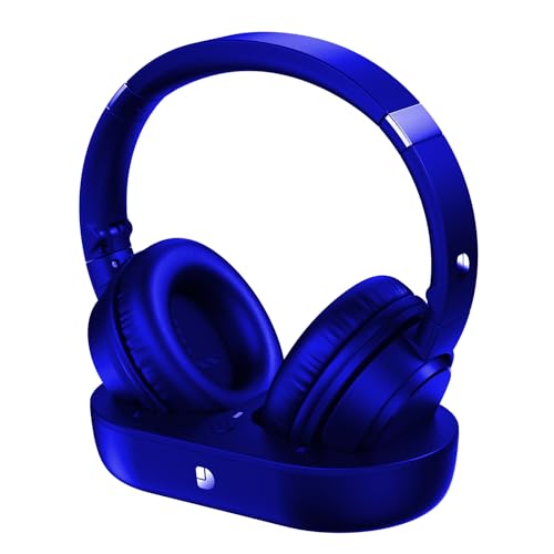 Dytole Wireless Headphones for TV, TV Headphones Wireless for Seniors, Versatile Charging Dock with Transmitter, Instant Audio Sync, 65-Hour Battery Life, Ideal Gift for Parents & Seniors Blue