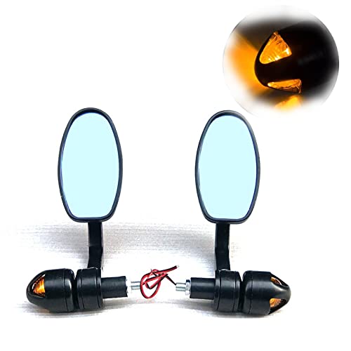Espejos retrovisores para moto con intermitentes LED y acople de manillar de 22mm negro