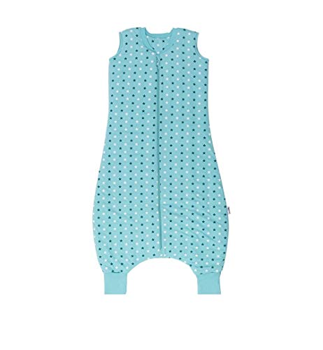 Schlummersack Baby Schlafsack mit Füßen Sommer 0.5 Tog 120 cm dünn Teal Stars | Schlafsack mit Beinen ungefüttert für eine Körpergröße von 120-130cm | Schlafsack Baby Sommer Cover