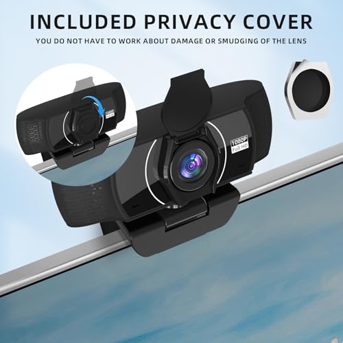 Image of PEATOP Full HD Webcam for PC 1080P with Microphone,Computer Webcam 110 Field of View Streaming Camera with Cover Tripod Auto Light Correction Webcams for Zoom,Video Call, Skype,Teams