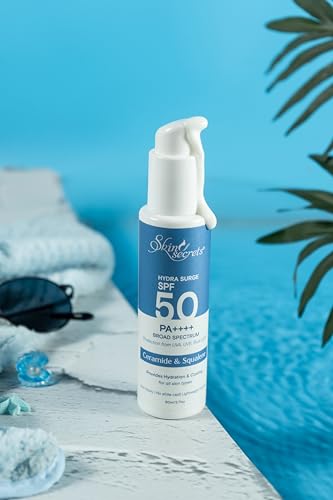 Image of Skin Secrets Hydra Surge Sunscreen SPF 50 PA++++ with Ceramides, Squalene & Watermelon Extract| Lightweight| Broad Spectrum| No White-Cast| No Parabens, Mineral Oils & Silicones| Ayurvedic| 80ml