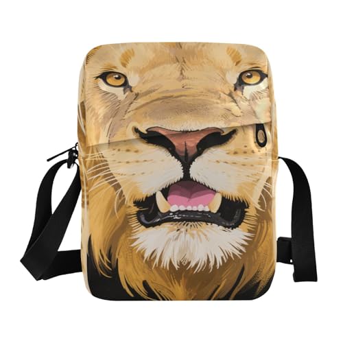 Lion Wild Animal mens messenger bag Shoulder Crossover Bag Women's Purses Adjustable Strap for outdoor sports work