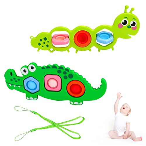 METODIM Jouet Montessori pour Bébés, 2PCS Spinner Presser Jouets, Sensoriel Jeux Éducatif Jouet Jeu Educatif pour Apprendre Motricité Fine, Jouets de Bain, Jouets Anti-Stress, Maison École Voyage Cover