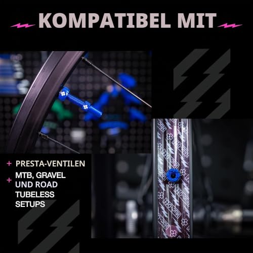 Muc-Off Blaue Presta Tubeless Ventile, 44 mm - Hochwertige Anti-Leck Fahrradventile mit integriertem Werkzeug zum Entfernen des Ventilkerns – Ansicht 4