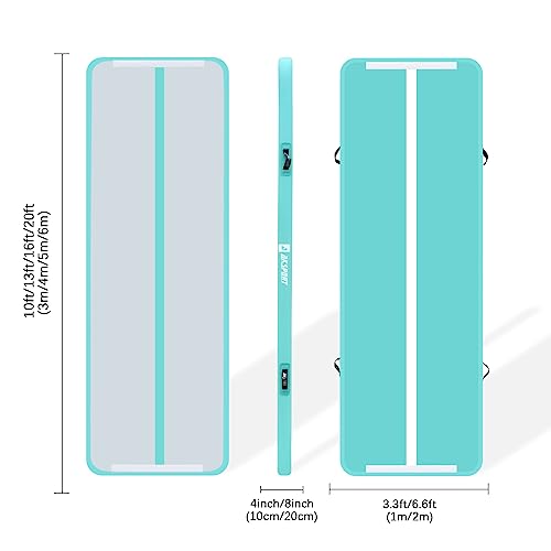 Aksport Gymnastics Air Mat Tumble Track Tumbling Mat Inflatable Floor Mats With Electric Air Pump For Home Use/Tumble/Gym/Training/Cheerleading/Parkour/Beach/Park/Water(Grey Green,10Ftx3.3Ftx4Inch) #TOP1