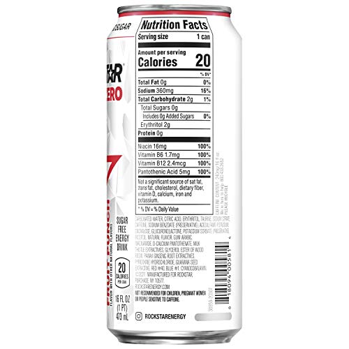 Rockstar Pure Zero Energy Drink, 0 sugar 0 calories, with Caffeine and Taurine, 16oz (Packaging May Vary), Punched, 384 Fl Oz (Pack of 24)