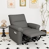Wall Hugger Power Recliner Chair for Adults, Zero Wall Clearance Electric Recliner with USB & Type-C Ports, Small Space Fabric Reclining Sofa for Living Room, Bedroom(Dark Gray)