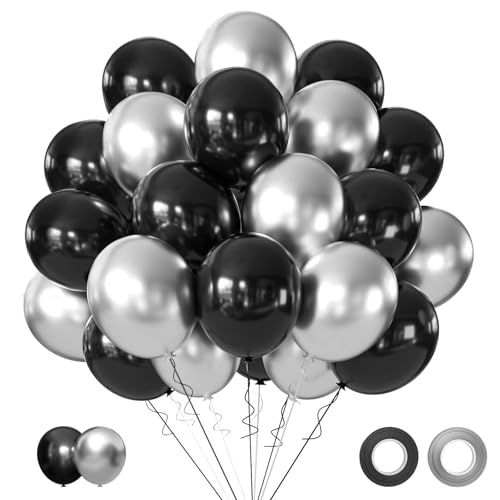 AIOZX Black And Silver Balloons Kit
