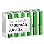 Granicell Rechargeable AA Batteries, 2800 mAh High Capacity Double A Battery, 1.2V NiMH Low Self-Discharge AA Batteries, 12 Pack