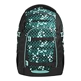 Coocazoo MATE Schulrucksack „Pixel Blox”, schwarz-grün, ergonomischer & anpassbarer Tornister, höhen- & größenverstellbar, mit Brustgurt & Hüftgurt, ab der 3. Klasse