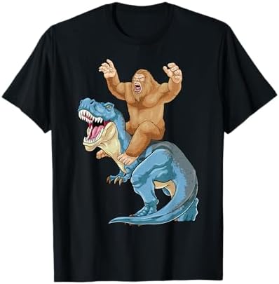 Bigfoot Riding Dinosaur T Rex Cute Sasquatch Dino Boys Kids