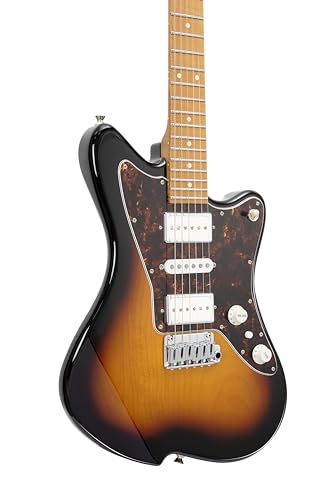 Image of Electric Guitar JZ FRO 3 Tone Sunburst Gloss Handmade in Japan MIJ Roasted Flame maple Neck Stainless Steel Frets Gotoh Bridge Gotoh Locking Tuner 6 Strings Modern C Neck For All Levels