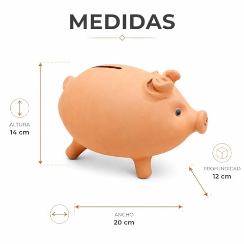 Miniatura 2 de Hucha De Terracota 20 Cm Hecha A Mano, Decoración Original Para El Hogar, Hucha Infantil Para Ahorro, Adorno Único De Terracota Para Salón, Dormitorio Y Oficina, Niños Y Adultos