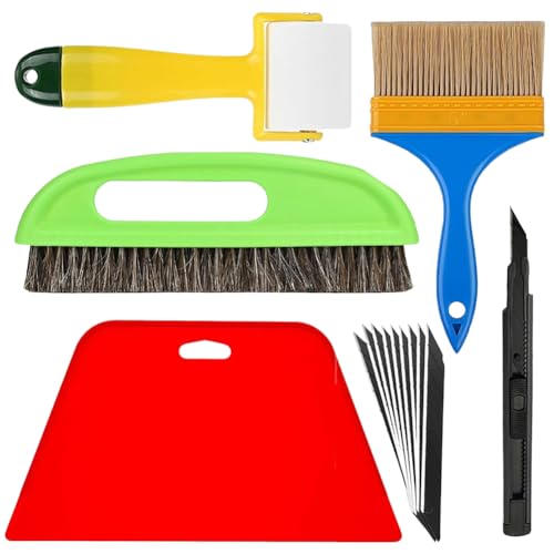 6 herramientas para empapelar, papel pintado, herramienta para empapelar, con cepillo para empapelar, rasqueta para empapelar, rodillos, pegamento para papel pintado, herramienta para empapelar papel