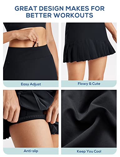 Unissu Tennis Skirt Skorts Skirts For Women With 6 Pockets Pleated Golf High Waisted Summer Cute Athletic Workout Running Black Small #TOP3