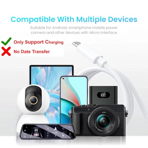Image of Verilux 2Pcs 16.4Ft Micro USB Extension Cable Long Extension Cable for Security Camera Charging Compatible with Mi 360 Home Security Camera,Micro USB Enabled Devices