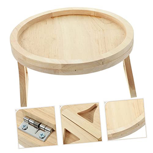 Mesa para brazos de sofá con soporte estable y bandeja redonda plegable 6