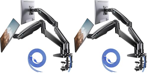 Image of HUANUO Dual Monitor Stand for 13″-40″, Premium Dual Monitor Mount with USB, Height Adjustable Monitor Stand for 2 Monitors, VESA Mount with Clamp /Grommet Base, Holds 26.4lbs per Arm, HNDS7 (Pack of 2)