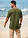 Runcati Mens Casual T Shirts Short Sleeve V Neck Linen Henley Shirt Button Basic Fashion Summer Beach Tee Tops Army Green