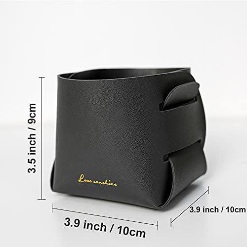 Nikahoo Small Basket Bin Leather Storage Basket, Foldable Shelf Desk Organizer Trays For Living Room, Office, Nursery, Home Décor #TOP5