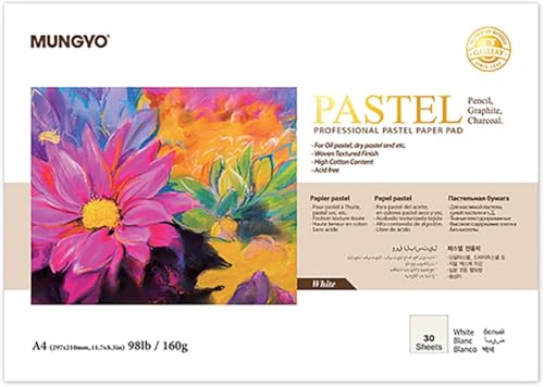 MUNGYO Professional Pastel Paper Pad. A4 Size Oil Pastel Paper, 30 Sheets (White), Drawing Board, Artist Paper, Art & Crafts, Hobby