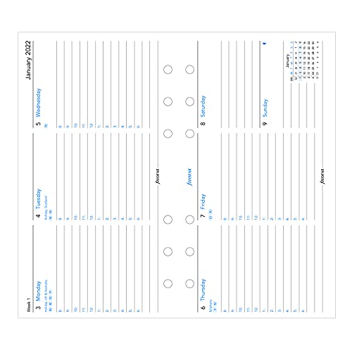 Filofax Refill, Personal/Compact Size, Week-To-View With Appointments, Horizontal, White Paper, Ruled, English, 2022 (C68420-22) #TOP7