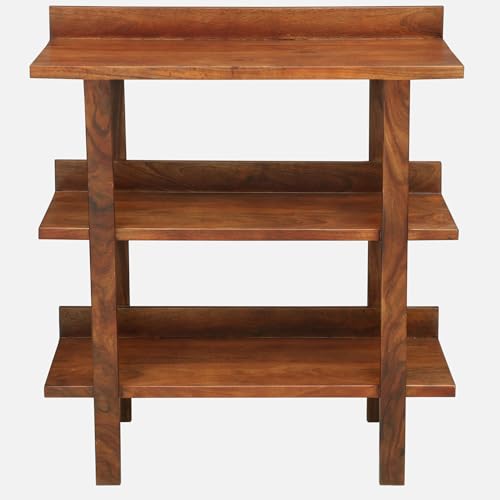 Image of Solid Sheesham Wooden Multipurpose Utility Rack, Stylish and Functional Storage, Corner Shelves, Solution for Home and Office, Open Rack, Shelf Storage Organizer (3 Shelves, 84x38x94 CM)
