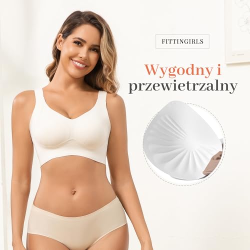 Full Bust Bra Biustonosz Bezszwowy Damski Bez Fiszbinów Stanik Sportowy Seamless Bralette, Miękkie Komfortowe Niewidoczny Model