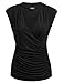 Zeagoo Women's Ruched Cross-front V Neck Sleeveless Side Stretch Slim Blouse Black XX-Large