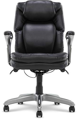 Serta Air Health And Wellness Executive Office Chair, High Back Big And Tall Ergonomic For Lumber Support Task Swivel, Bonded Leather, Mid, Black #TOP7
