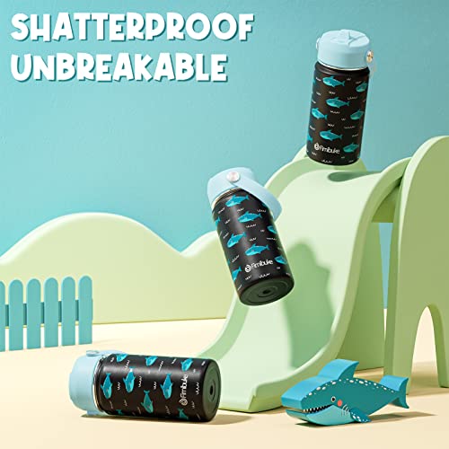 Fimibuke Kids Insulated Water Bottle - 14Oz Bpa-Free Double Wall Vacuum Travel Tumbler 18/8 Stainless Steel Carton Kids Cup With Straw Leak Proof Metal Water Bottle For School Boys Girls (A6.Shark) #TOP4