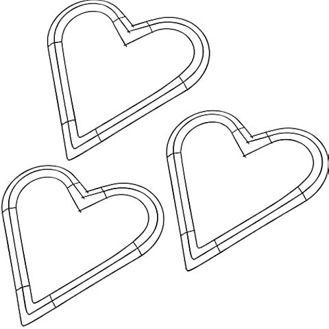 Poolan 3 Pack Dark Green Christmas Wire Wreath Frame Round DIY Craft Decoration Wire Wreath for Christmas Wedding Holidays Valentines Garden Home Party Decorations (Heart 16 Inch) Cover