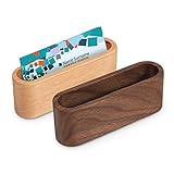 Aspecto Exquisito: El tarjetero de madera hecho a mano, con una textura de madera clara y hermosa, formando una forma ovalada, cuidadosamente pulida, con un sentido de diseño, que es una forma atractiva de mostrar su tarjeta de visita u organizar una tarjeta de cita, se ve realmente elegante y de buen gusto.