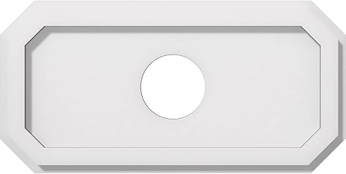 Miniatura 172 de Ekena Millwork CMP36X18ED-03000 Medallones de techo de uretano contemporáneo de PVC de grado arquitectónico Emerald 36"W x 18"H x 3"ID x 12 1/2"C x