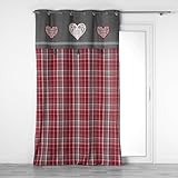 Ligne Décor Rideau À Œillets 140 x 240 cm Coton Tissé – Motif Cœur & Pompons Sweet Heart