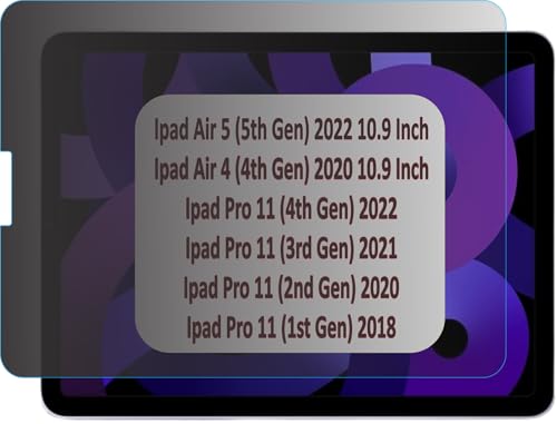 Image of Privacy Anti Peep Matte Screen Guard Compatible With IPad Air 5 (5th Gen 2022) / iPad Air 4 (4th Gen 2020) 10.9 inch Inch & iPad Pro 11 (2018 /20 /21 /22) 11 Inch Screen Protector