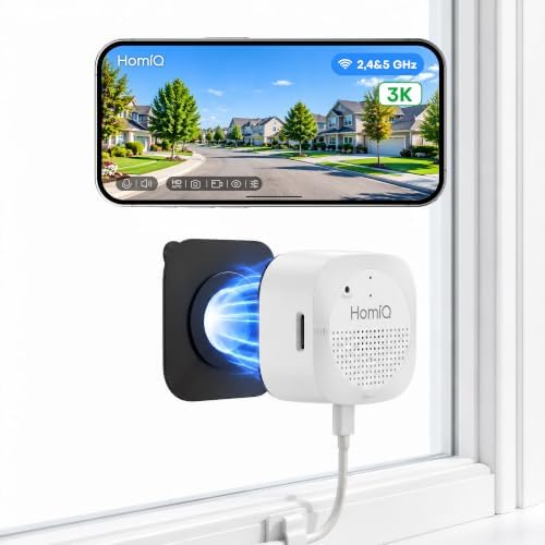 HomiQ 5MP 3K Überwachungskamera Innen, Ohne Bohren, 2,4&5GHz WLAN Fensterkamera Innen Nachtsicht, Blendschutz & Antireflex, 24/7 Aufnahme, Bewegungserkennung & App-Steuerung, Perso