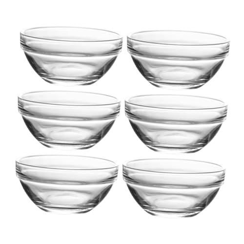 CLISPEED 6 pezzi Ciotole Rotonde in Vetro Trasparente Resistenti al Calore Scodelle per Zuppe e Dessert Impilabili e Facili da Ristoranti e Bar