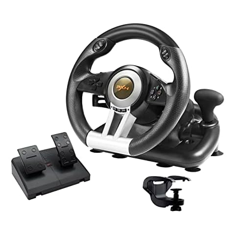 PXN V3II Simulieren Racing Wheel Gaming Lenkrad 180° für PS3/PS4, Xbox Series X/S/One, Switch und PC, Schaltwippen und Schaltknüppel, dosierbare Pedale, schwarz Cover